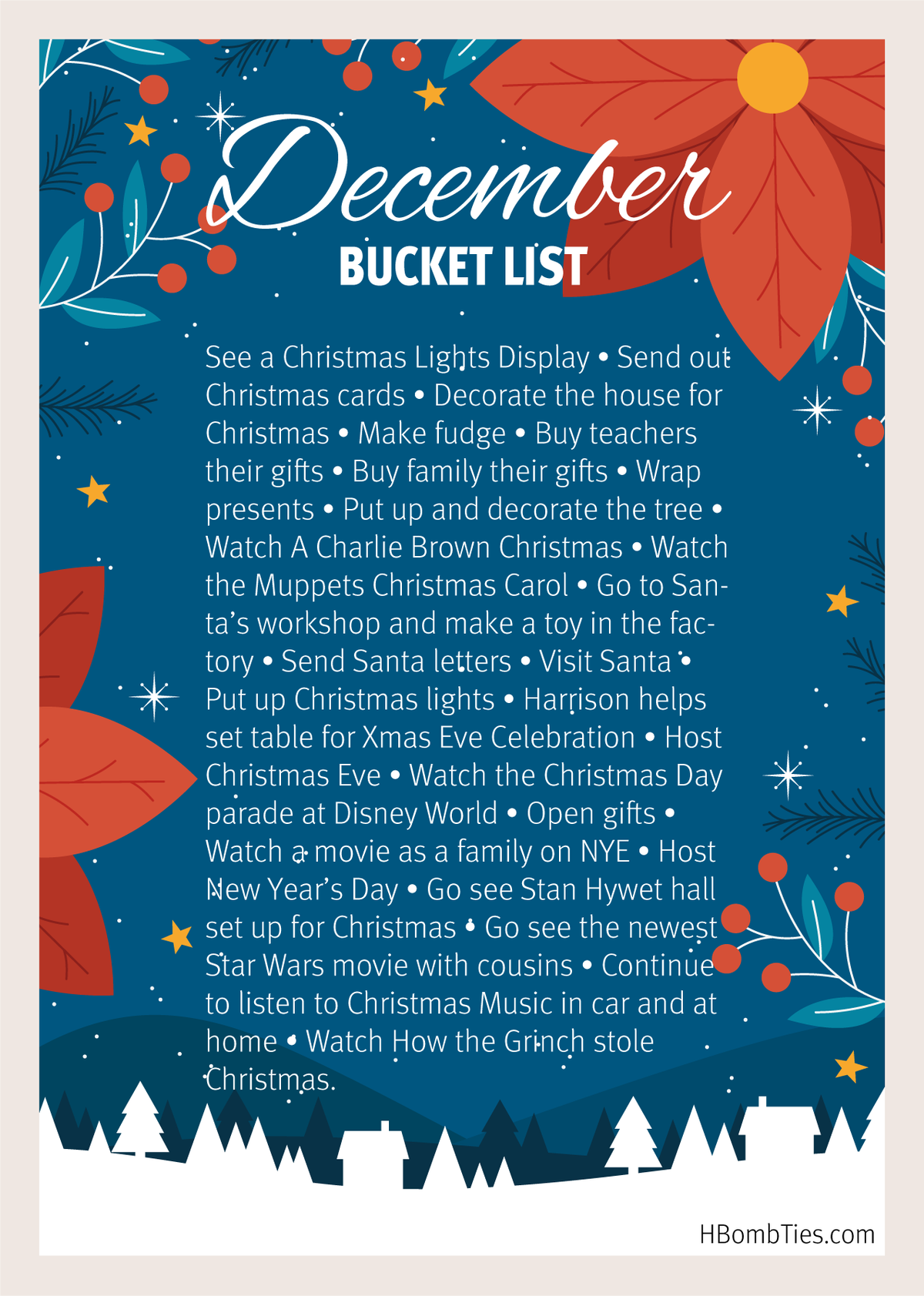 December Bucket List - H-Bomb Ties Ltd