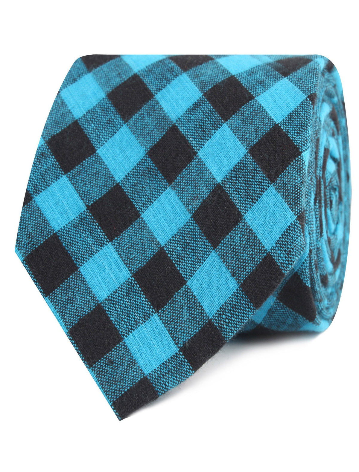 Approachable Scott - Blue and Black Cotton Neck Tie rolled view