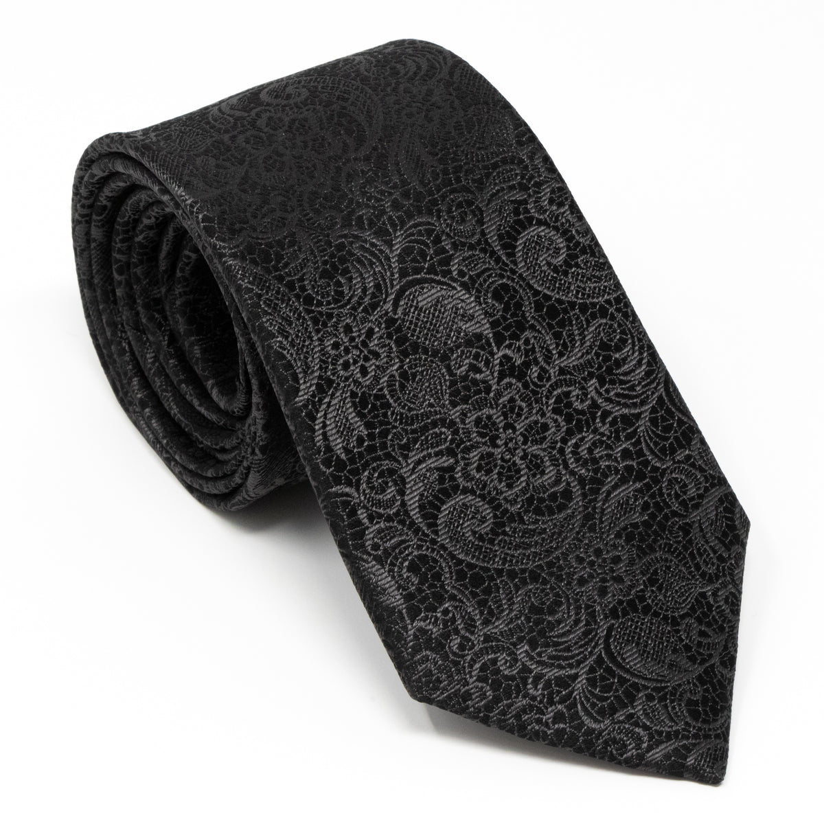 Black Tie Affair - Mens Neck Tie Black Paisley
