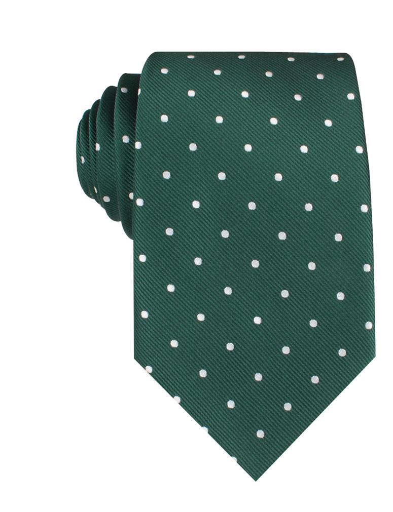 green with white polka dot neck tie