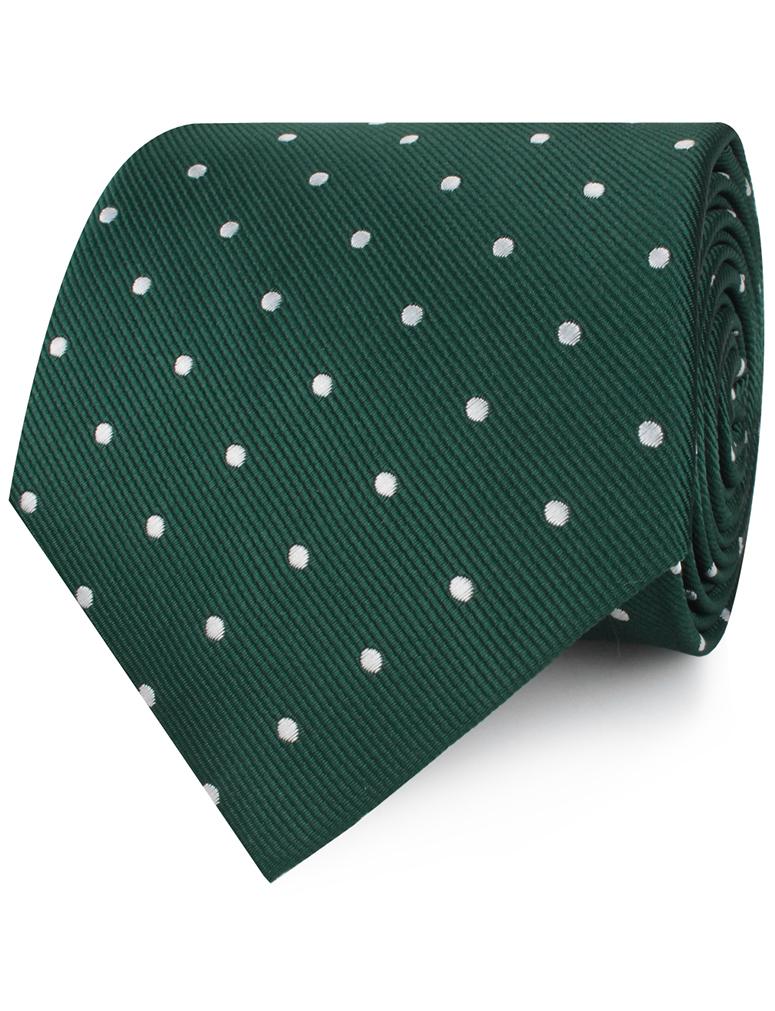 green with white polka dot neck tie rolled view
