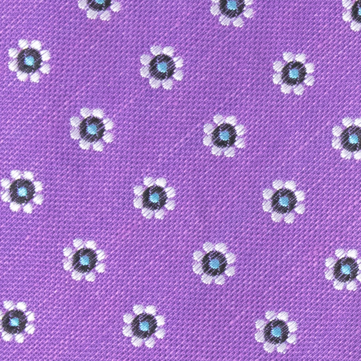 Purple Silk and Linen Floral Bow Tie - Fabric View