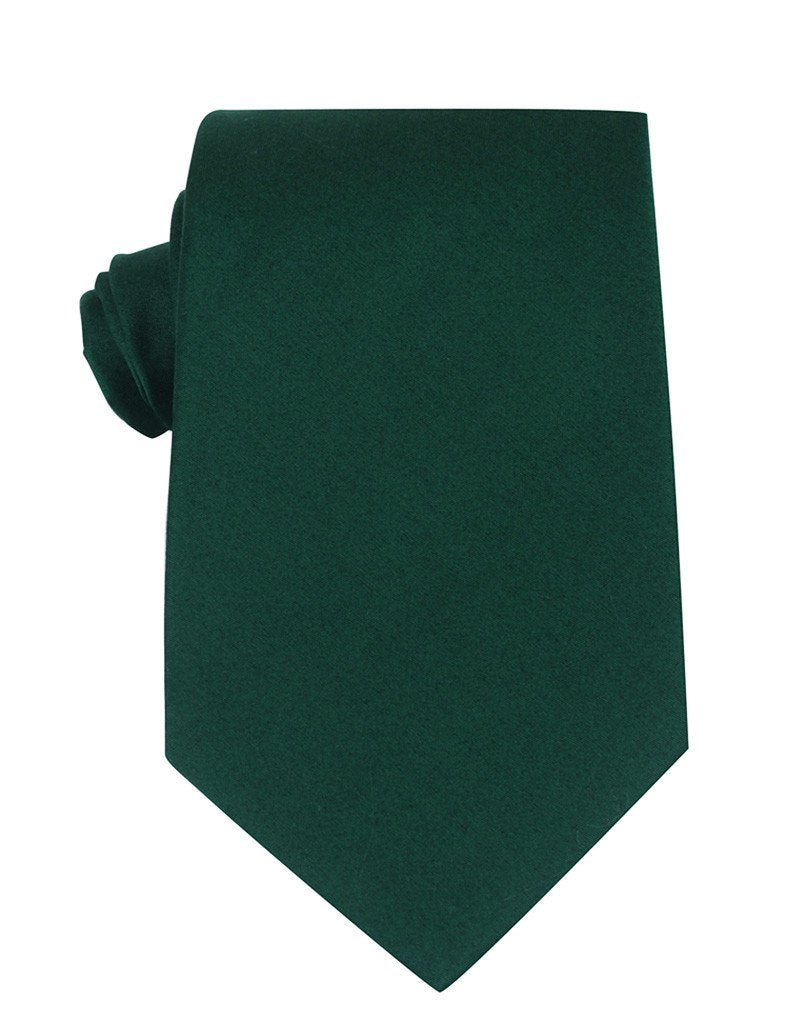 Solid green mens neck tie - top view