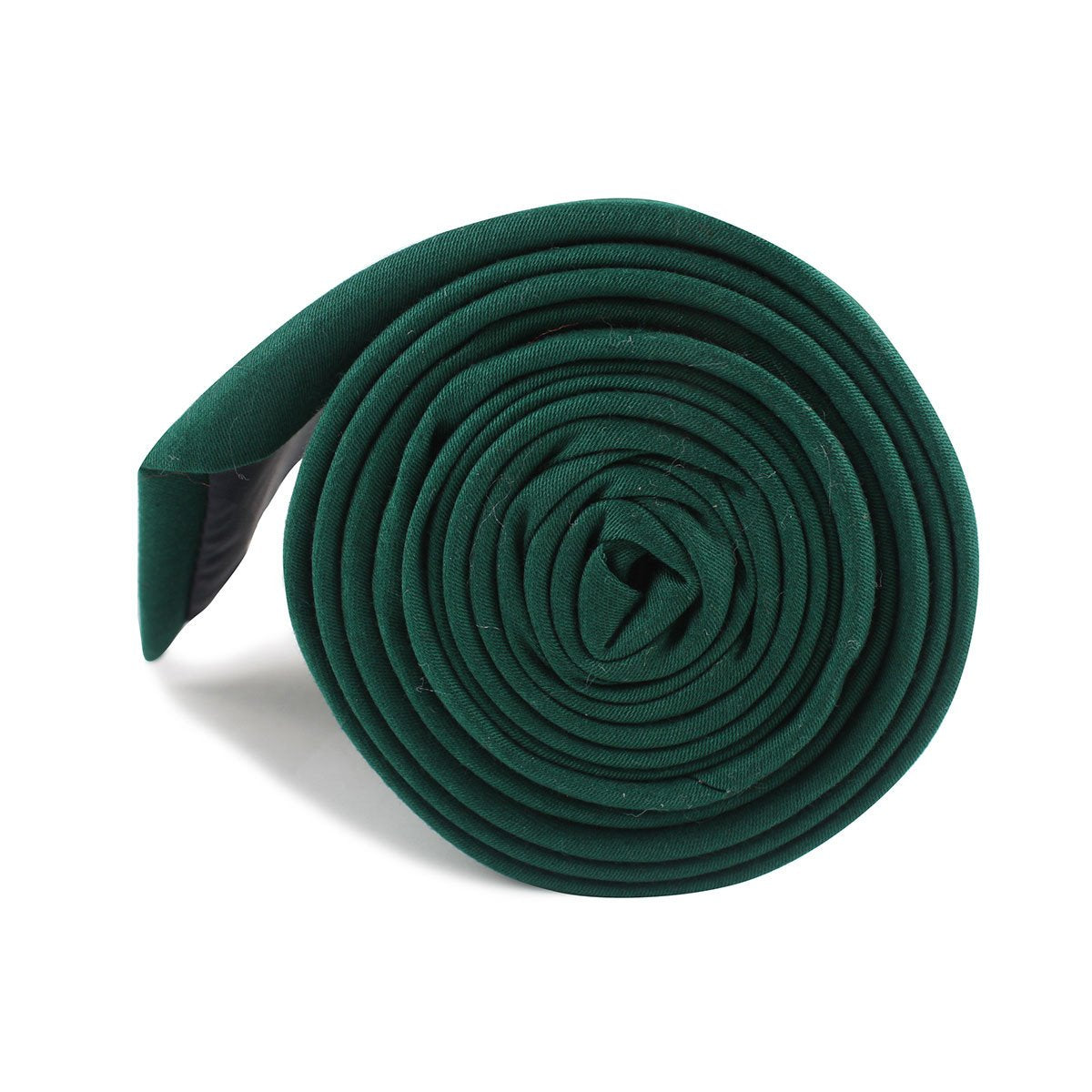 Solid green mens neck tie - rolled view