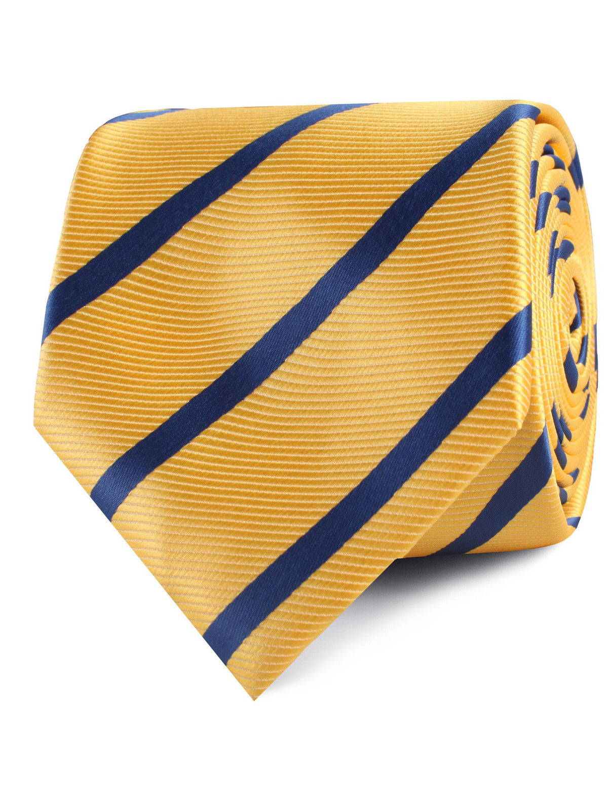 Yellow and Blue Stripes Neck Tie Rolled View
