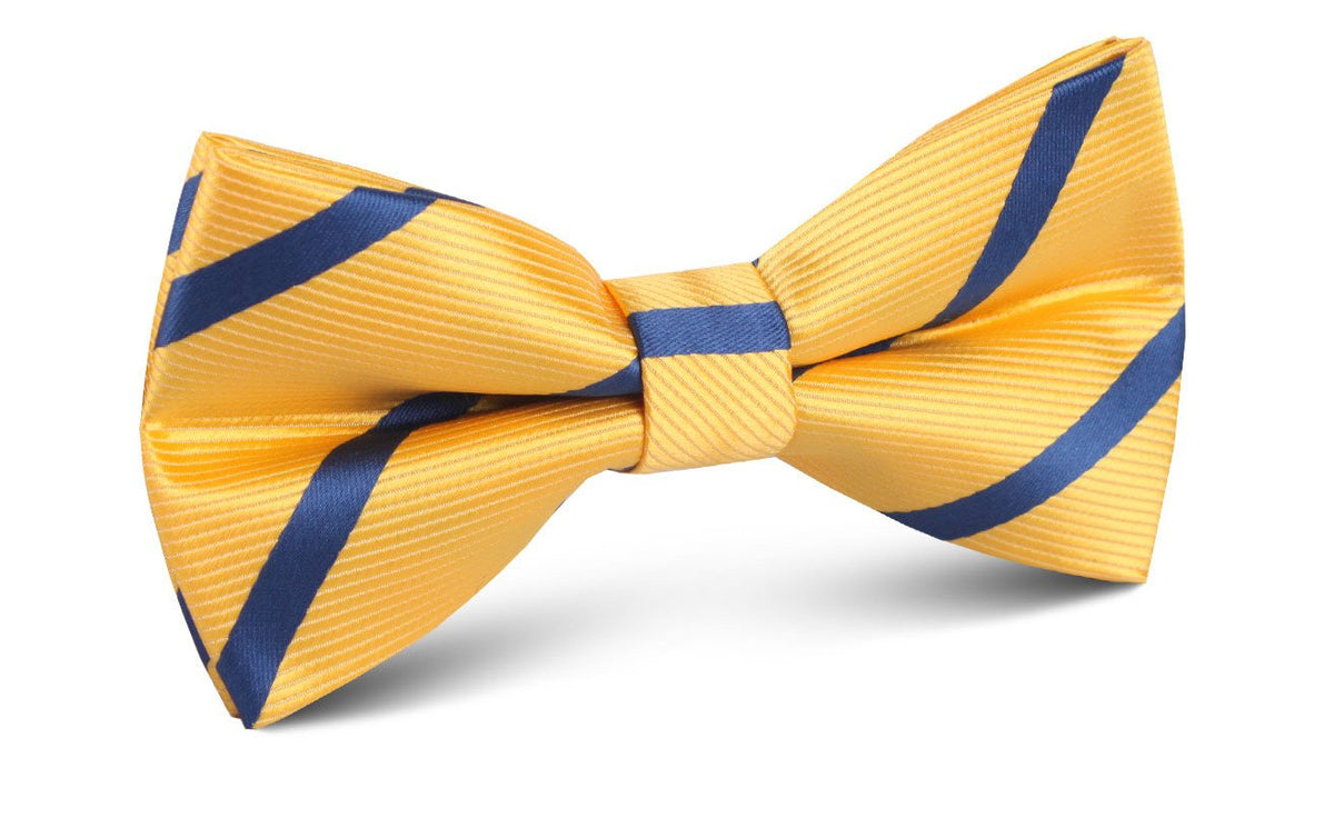 Yellow and Blue Stripes Bow Tie - Adult Pre-Tied Bowtie