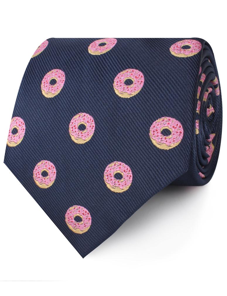 homer simpson pink frosted donut neck tie rolled view