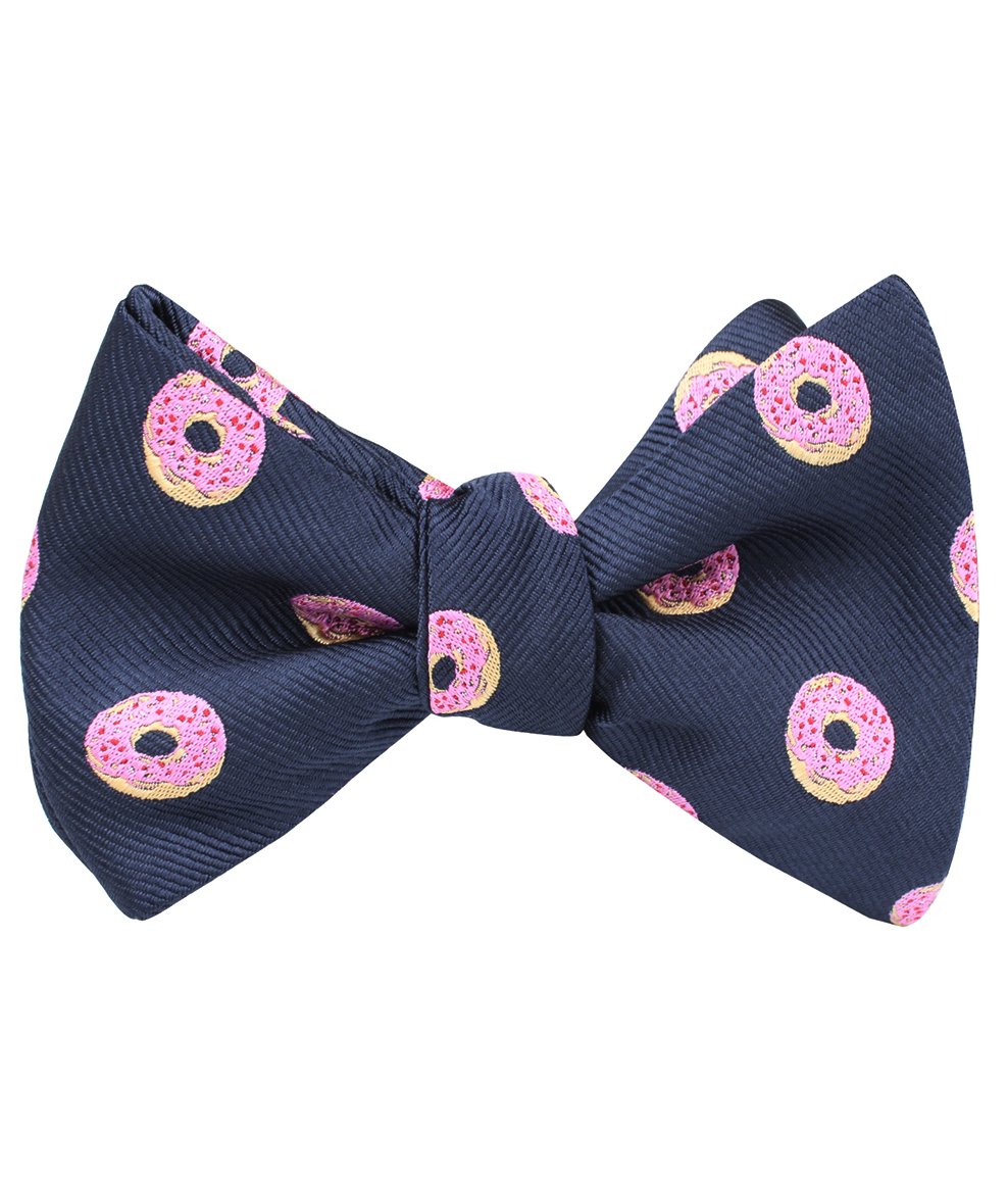 homer simpson pink frosted donut self-tie bow tie (tied view)