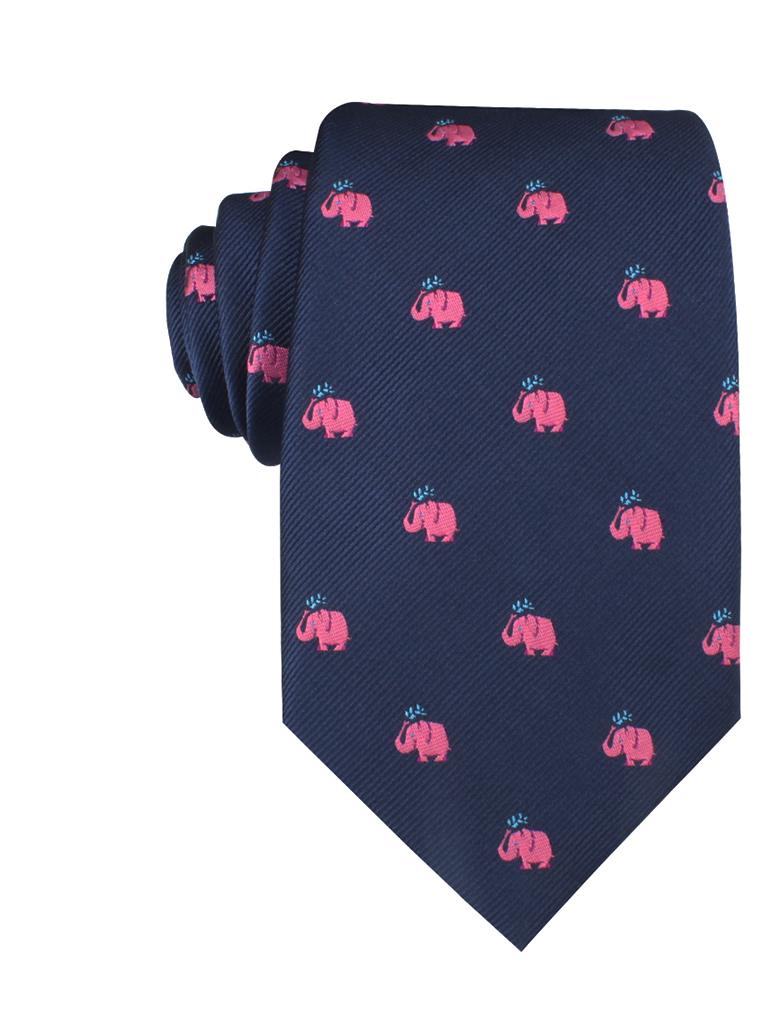  Pink Elephant Spraying Water Neck Tie