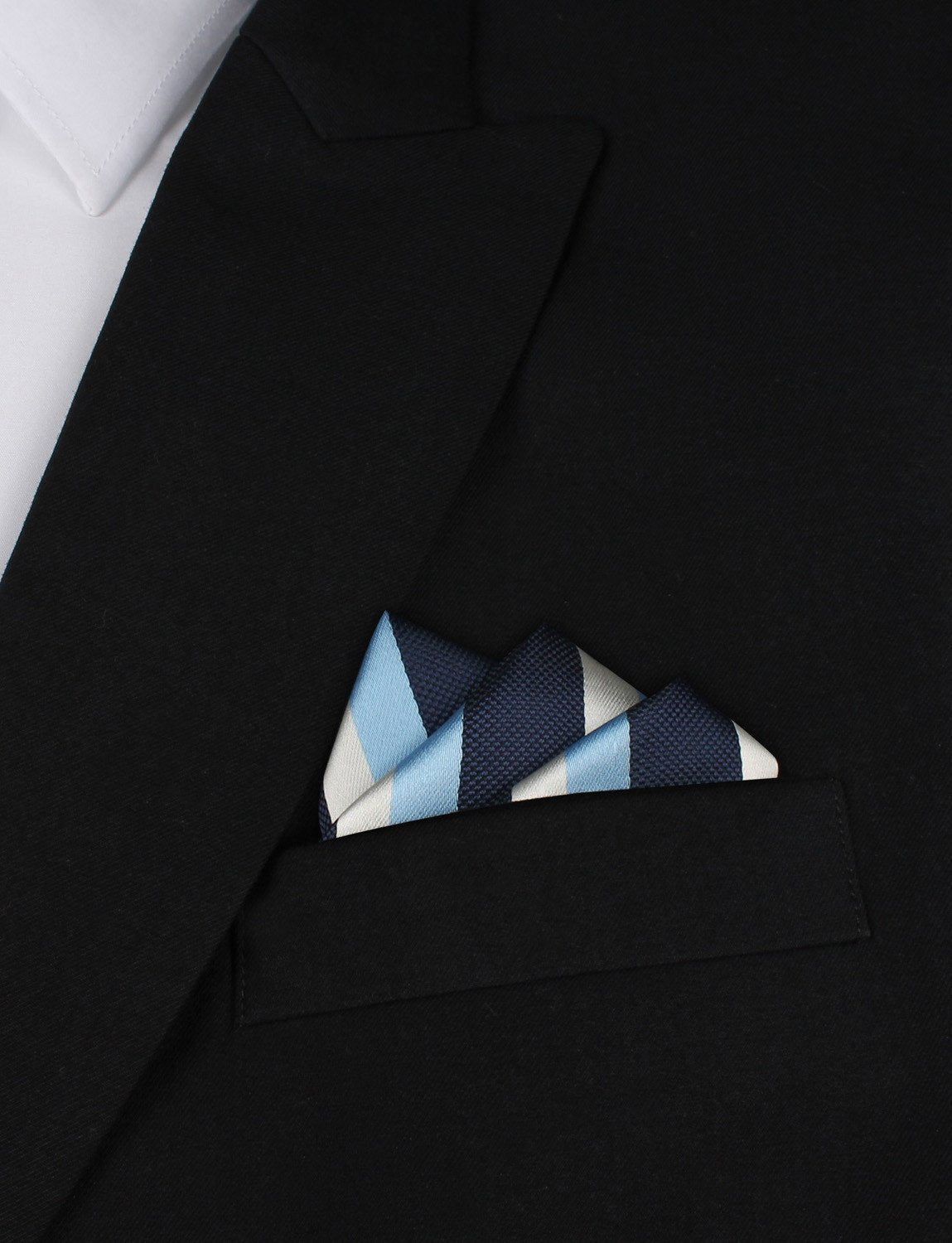 Weekend in the Hamptons - Blue White and Silver Pocket Square Outfit