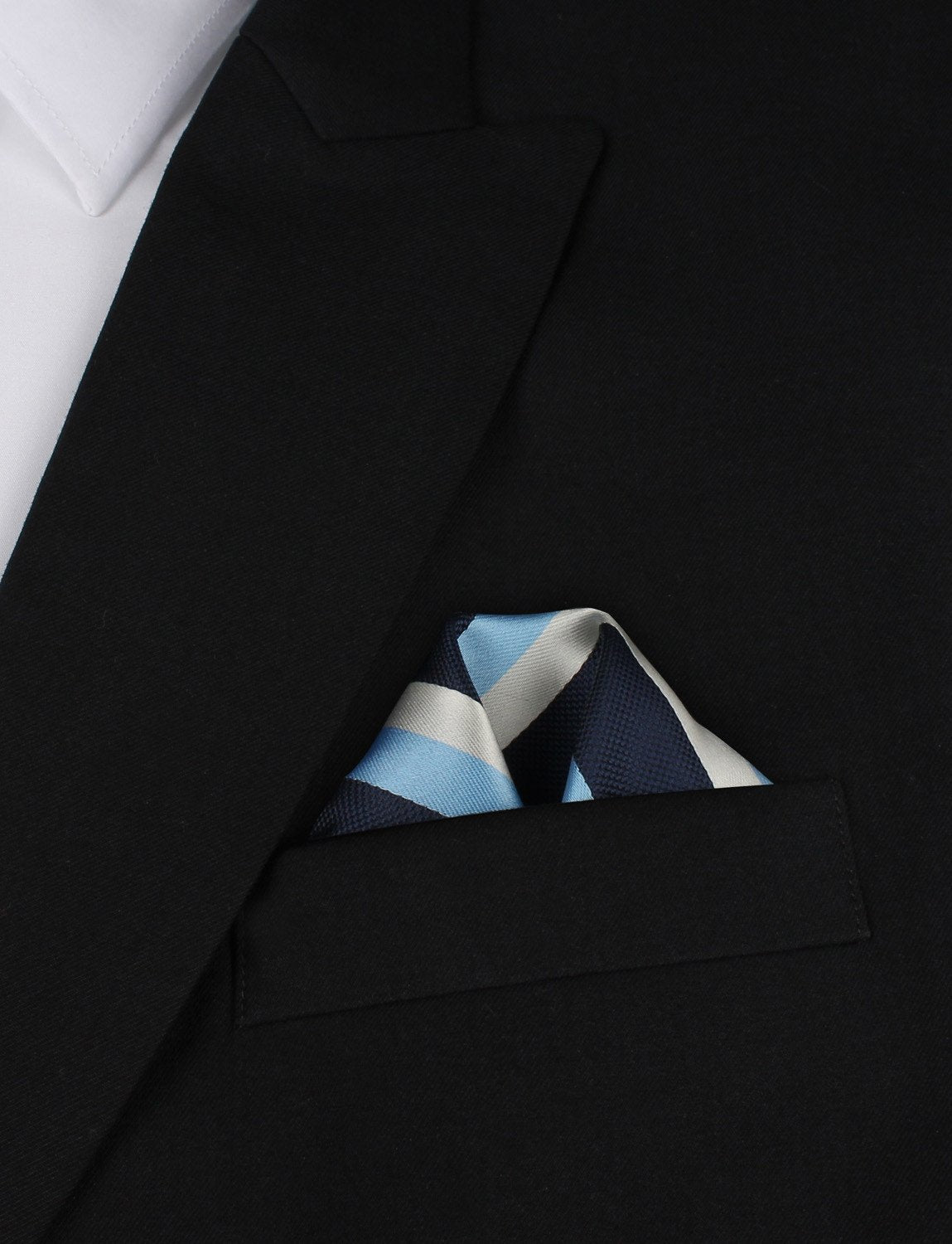 Weekend in the Hamptons - Blue White and Silver Pocket Square Outfit Idea