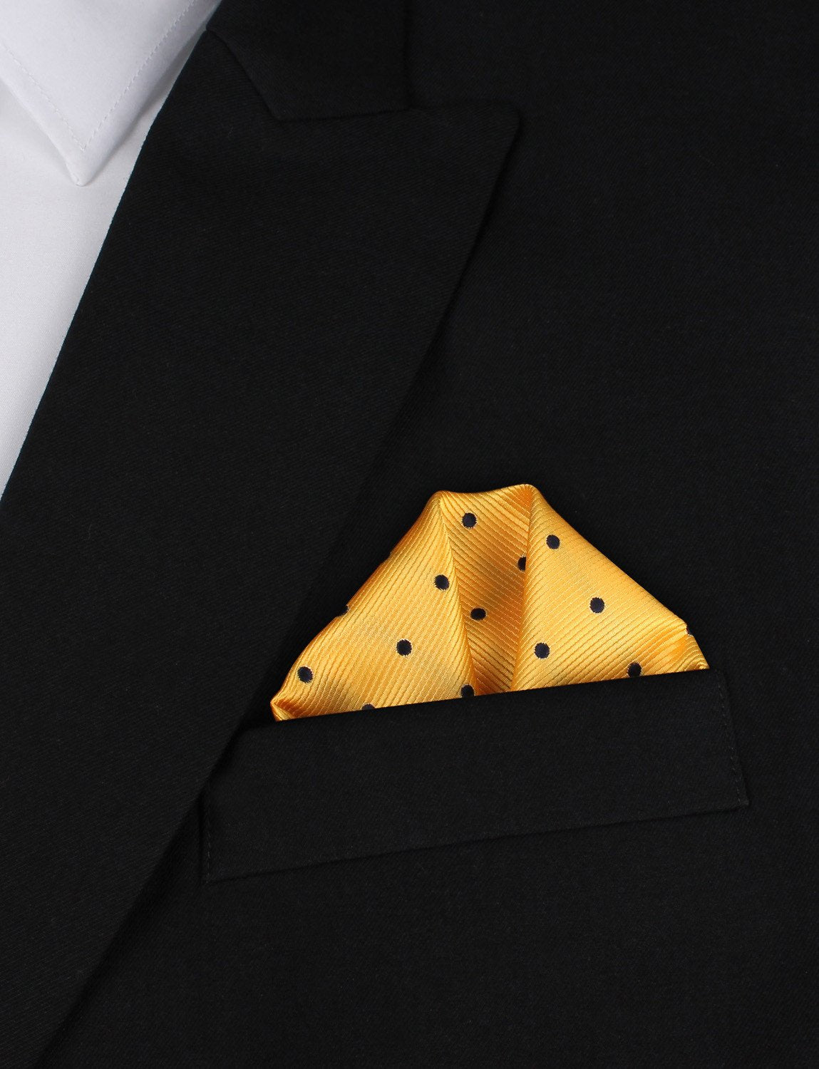 Wildcats Yellow Navy Polkadots Pocket Square Outfit Idea 2
