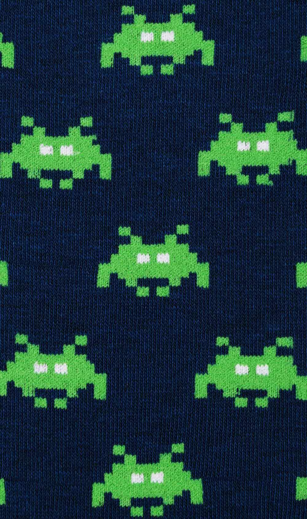 Alien Space Invaders Dress Socks Fabric