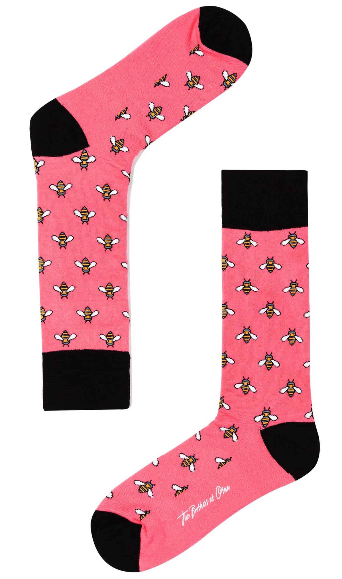 Pink dress socks with bees