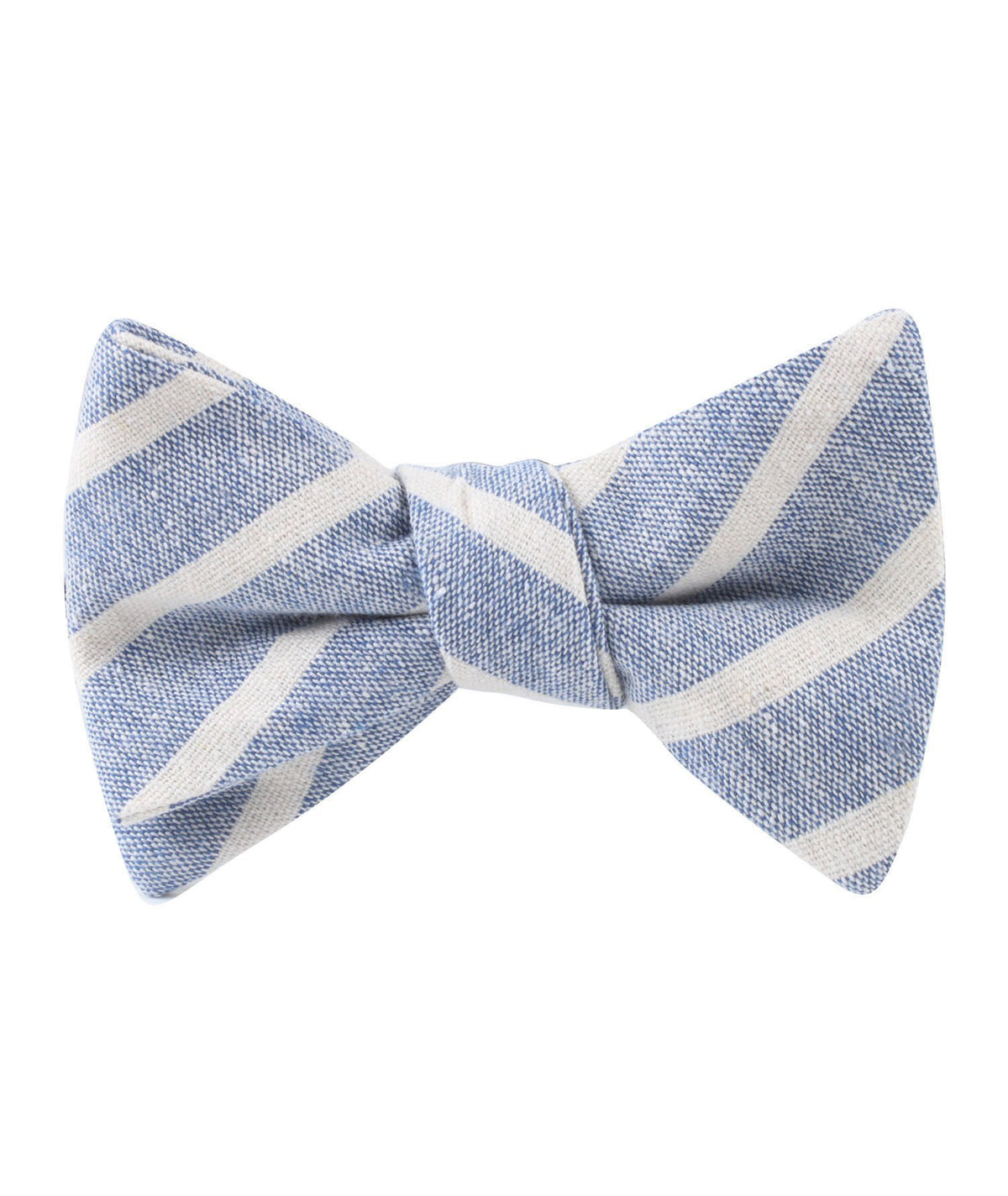Blue Skies - Blue &amp; White Linen Self-Tie Bow Tie