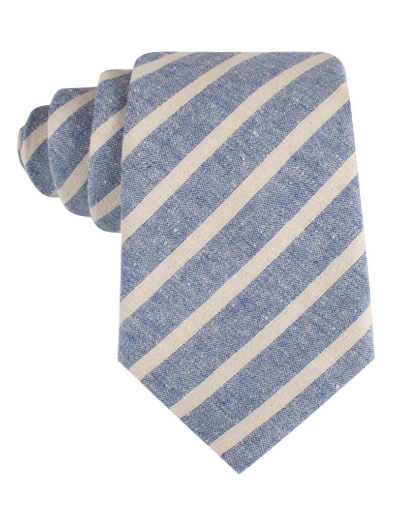 Blue Skies - Blue &amp; White Linen Neck Tie