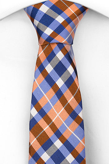 Joyfully Orange Plaid - Skinny Tie - Adult Size