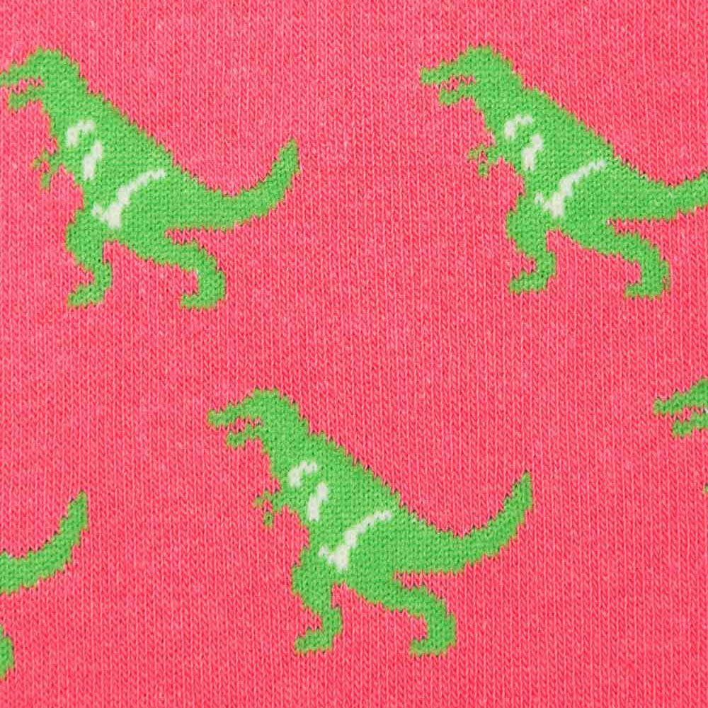 Green T-rex on pink socks material