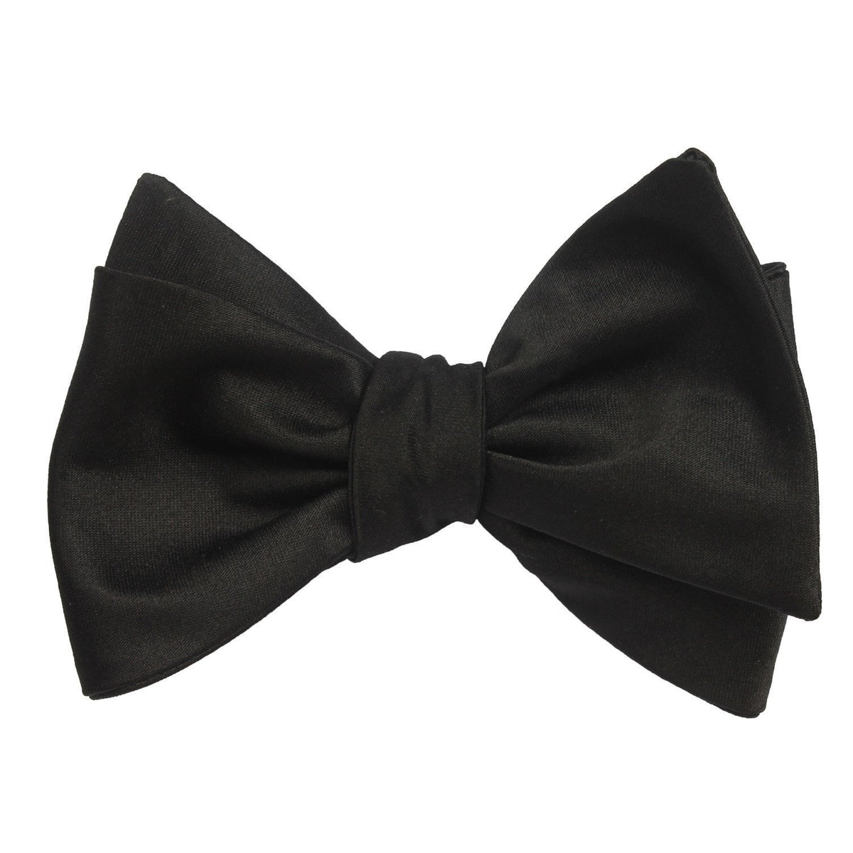 H-Bomb Solid Black Self-Tie Bow Tie - tied view