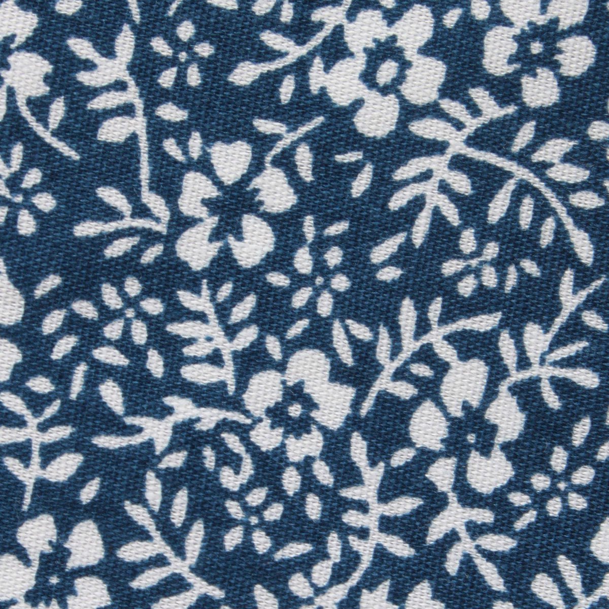 blue and white floral pocket square, fabric view
