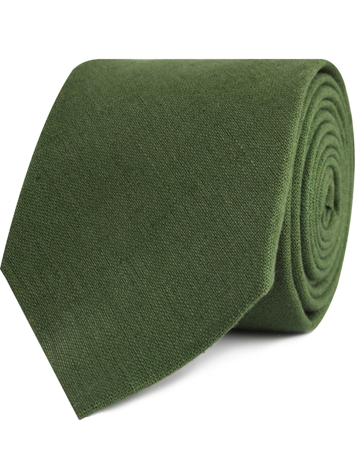 Nature&#39;s Harmony - green linen necktie rolled view