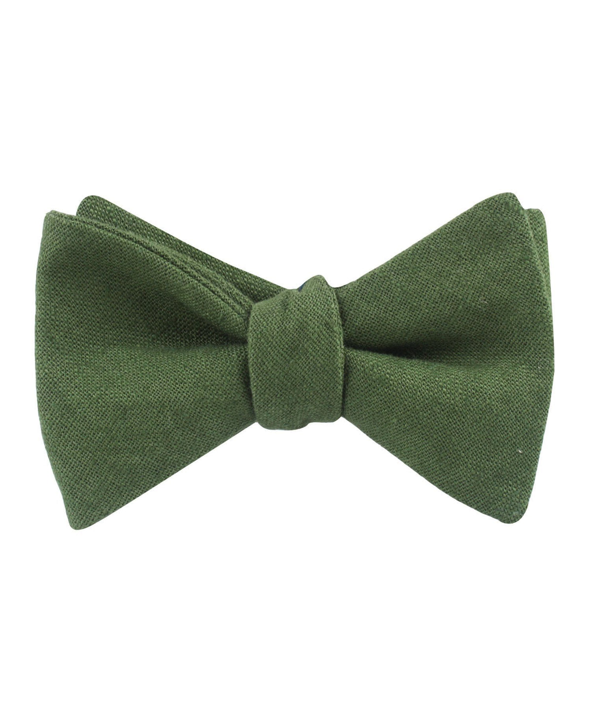 Nature&#39;s Harmony - Hunter green linen bow tie - tied view
