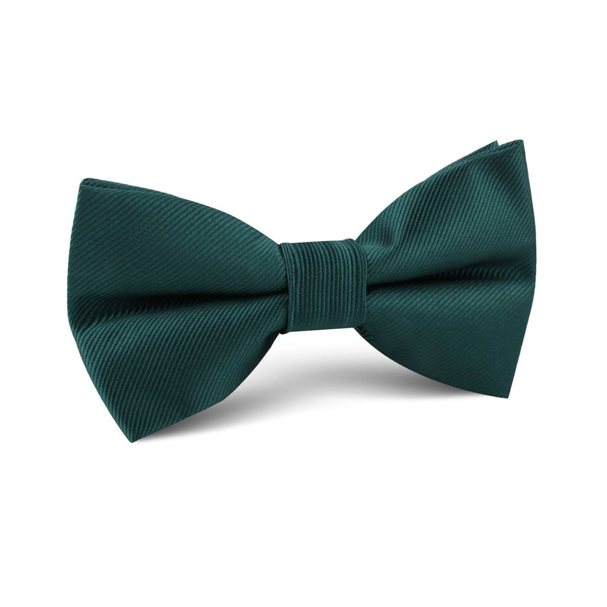 Solid green twill bow tie, pre-tied