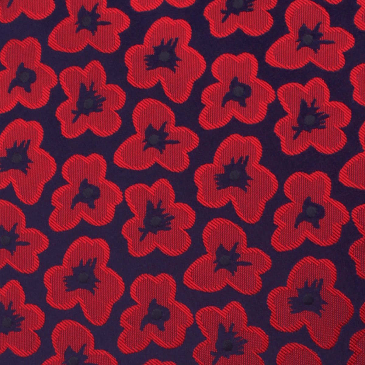red poppy floral bow tie, fabric view