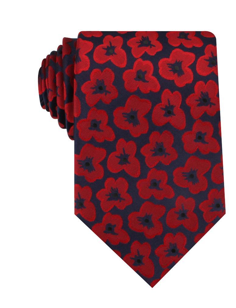 Traditional Floral Tie in Reds and Blacks