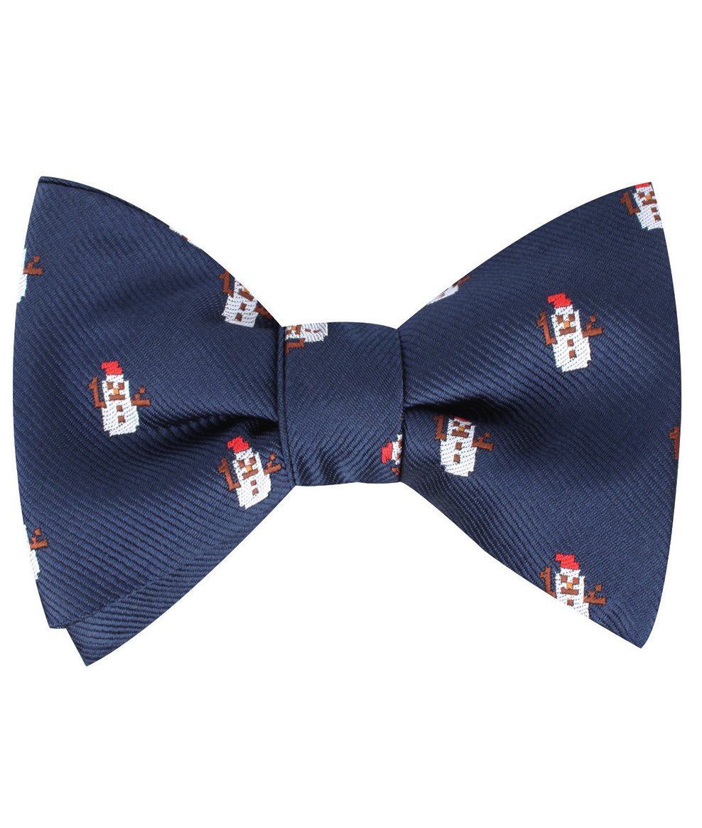 snow man self-tie bow tie tied view