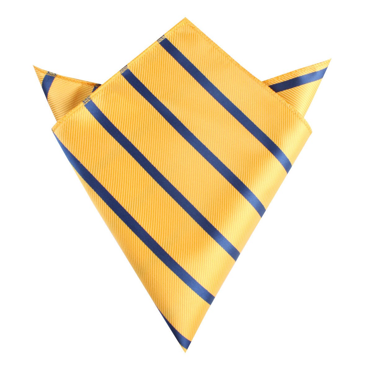 Pocket square with Yellow and Navy stripes