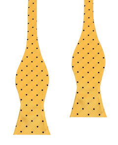 Yellow and Navy Polka Dot Bow Tie - Men's Self-Tie Bowtie - H